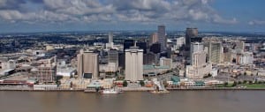 Aerial Photography, New Orleans Spanish Plaza Skyline