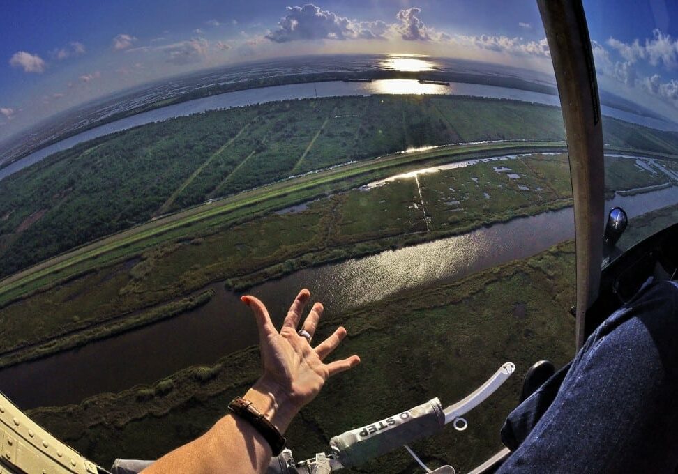 Vicki Stanwycks Photographer Shooting Aerial Photography over the Mouth of the Mississippi River